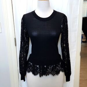 Express Black Lace Long Sleeve Sweater